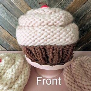 Toddler Cupcake Knitted Beanie Hat